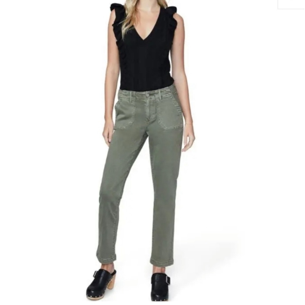 Paige Mayslie Straight Ankle Vintage Ivy Green Denim Size 26